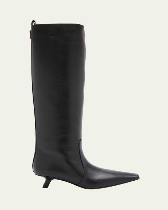 Leather Monili Comma-Heel Ankle Boots